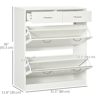 Narrow Shoe Storage, 2 Flip Drawers, Adjustable Shelves, 12 Pairs, White Shoe Storage Cabinets & Racks at Gallery Canada