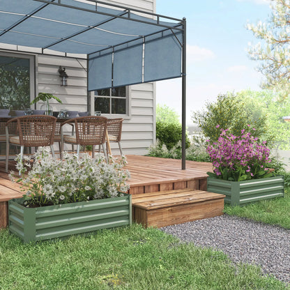 Steel Raised Garden Bed Set, 39"x20"x12", Green Galvanized Planter Boxes at Gallery Canada