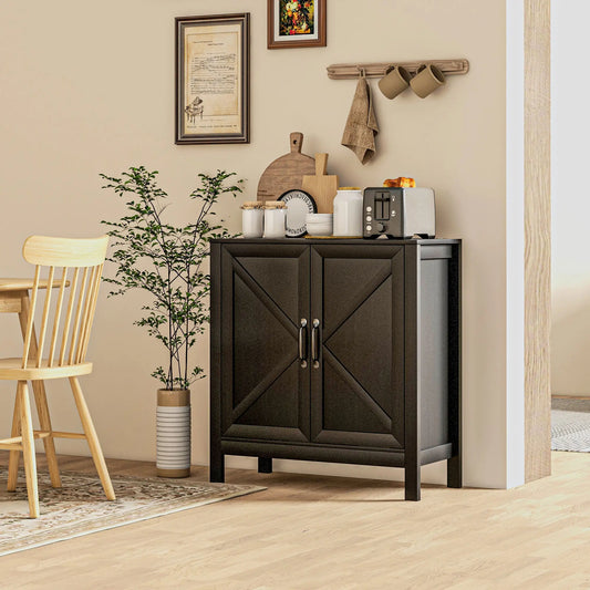 Sideboard Buffet, Kitchen Cabinet with Barn Door, Adjustable Shelves, Black Oak, Black Bar Cabinets Black Oak at Gallery Canada