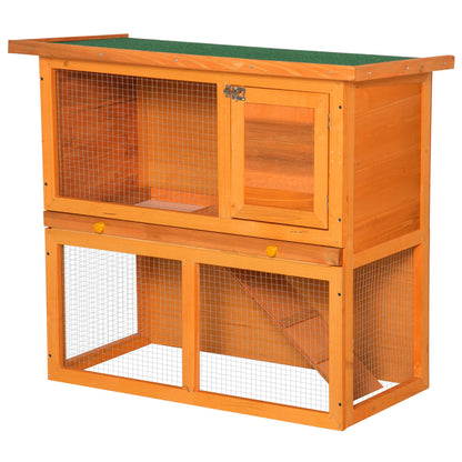 Wooden Rabbit Hutch, Small Animal Cage, 2-Level with Run Rabbit Hutch at Gallery Canada