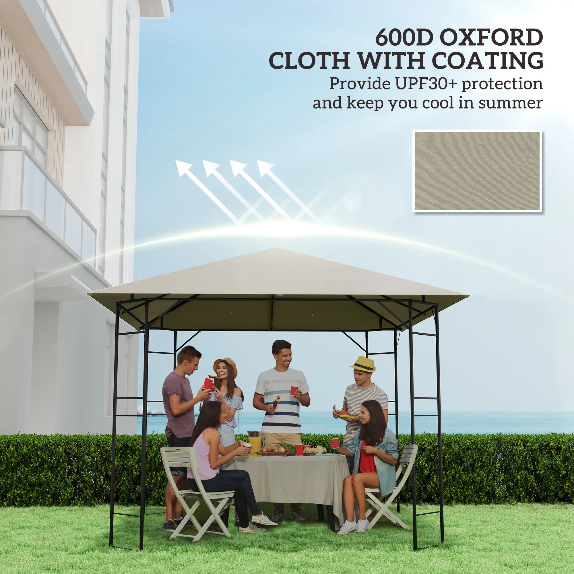 10' x 10' Gazebo Replacement Cover, UPF30+, Grey Gazebo Canopy Replacement at Gallery Canada