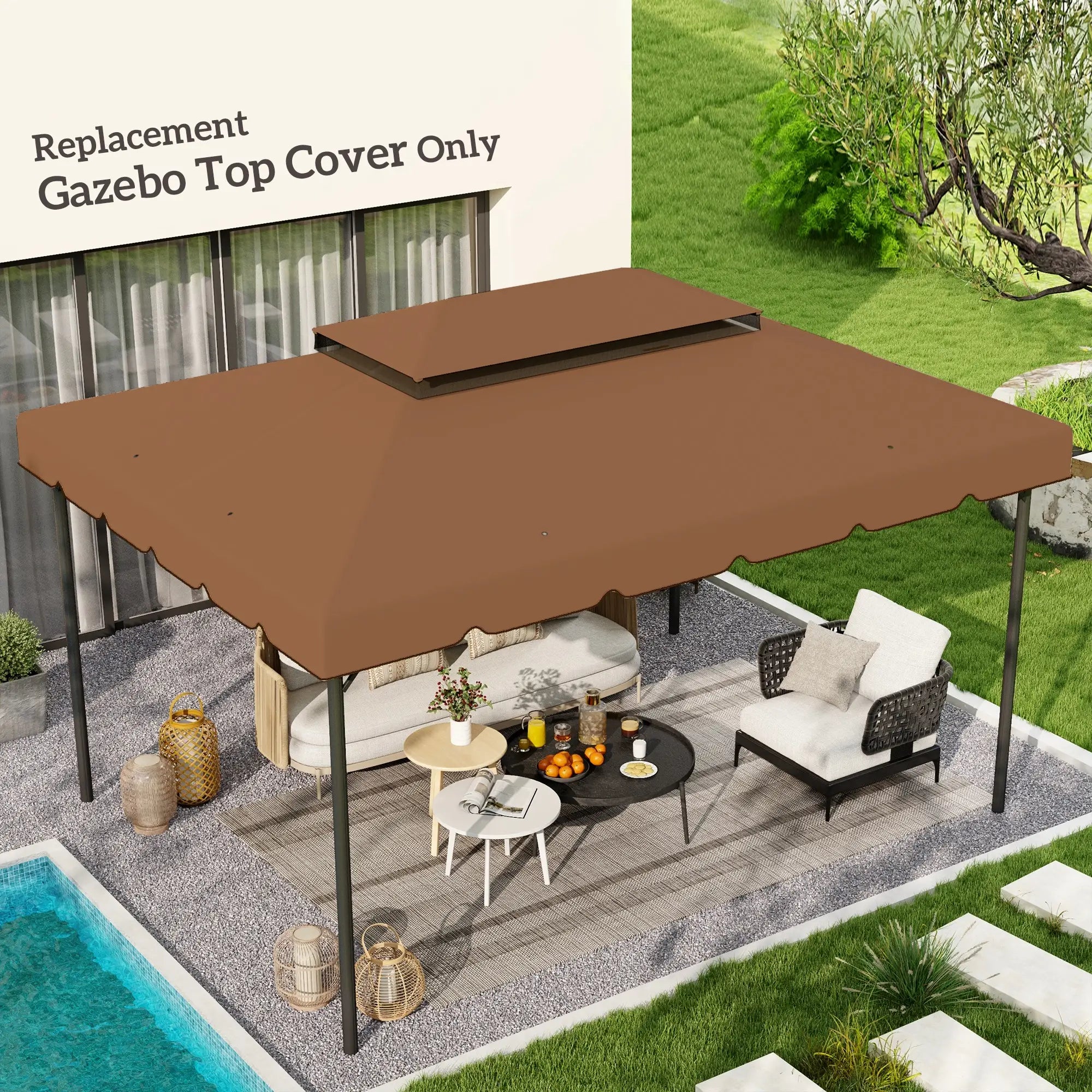 13' x 10' Gazebo Canopy, Double Vented Roof, Coffee Gazebo Canopy Replacement at Gallery Canada