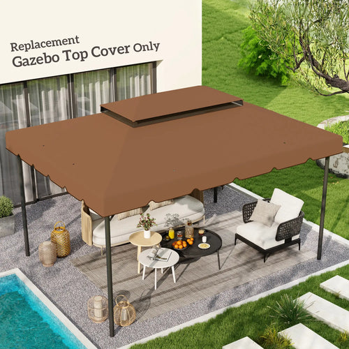13' x 10' Gazebo Canopy, Double Vented Roof, Coffee