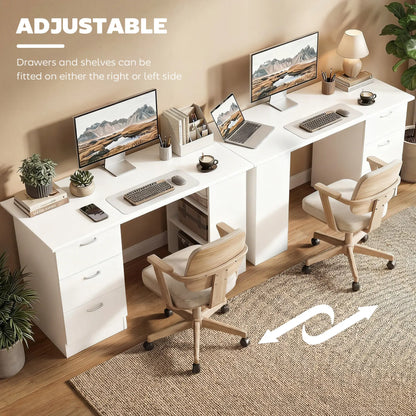 47 Inches Office Desk, 3-Tier Storage Shelves, Drawers, White Writing Desks at Gallery Canada