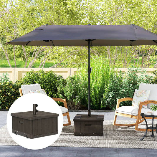 Outdoor Umbrella Base with Wheels, End Table, Flower Box, 176 lbs., Brown Umbrella Bases Brown at Gallery Canada