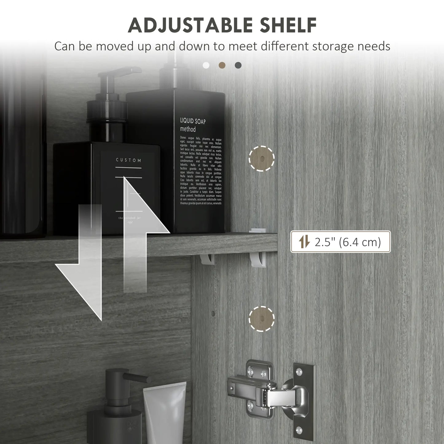 Wall Mount Mirrored Medicine Cabinet, Adjustable Shelf, Double Soft Closing Doors, Grey Mirror Medicine Cabinets at Gallery Canada