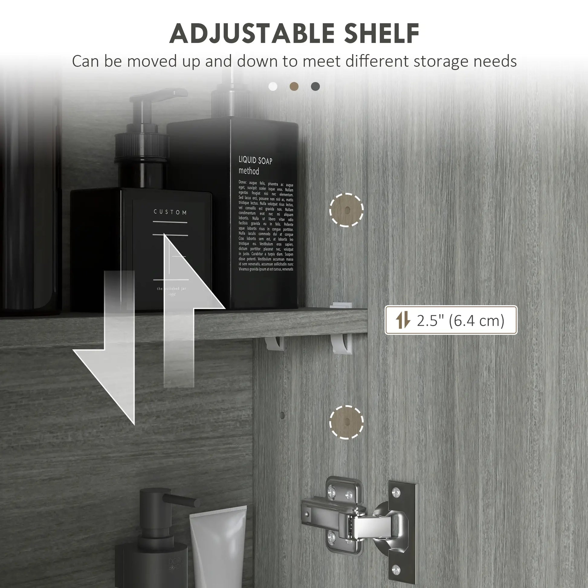 Wall Mount Mirrored Medicine Cabinet, Adjustable Shelf, Double Soft Closing Doors, Grey Mirror Medicine Cabinets at Gallery Canada