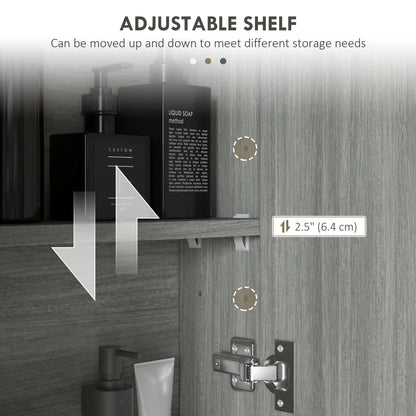 Wall Mount Mirrored Medicine Cabinet, Adjustable Shelf, Double Soft Closing Doors, Grey Mirror Medicine Cabinets at Gallery Canada