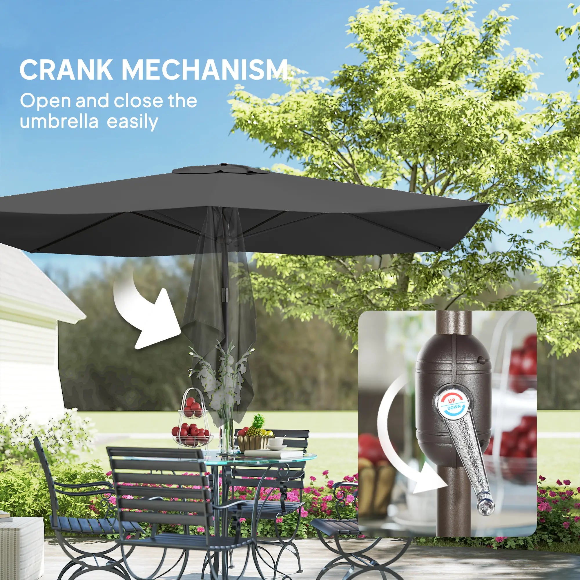 6.5x10ft Rectangle Patio Umbrella, Black Sun Umbrellas at Gallery Canada
