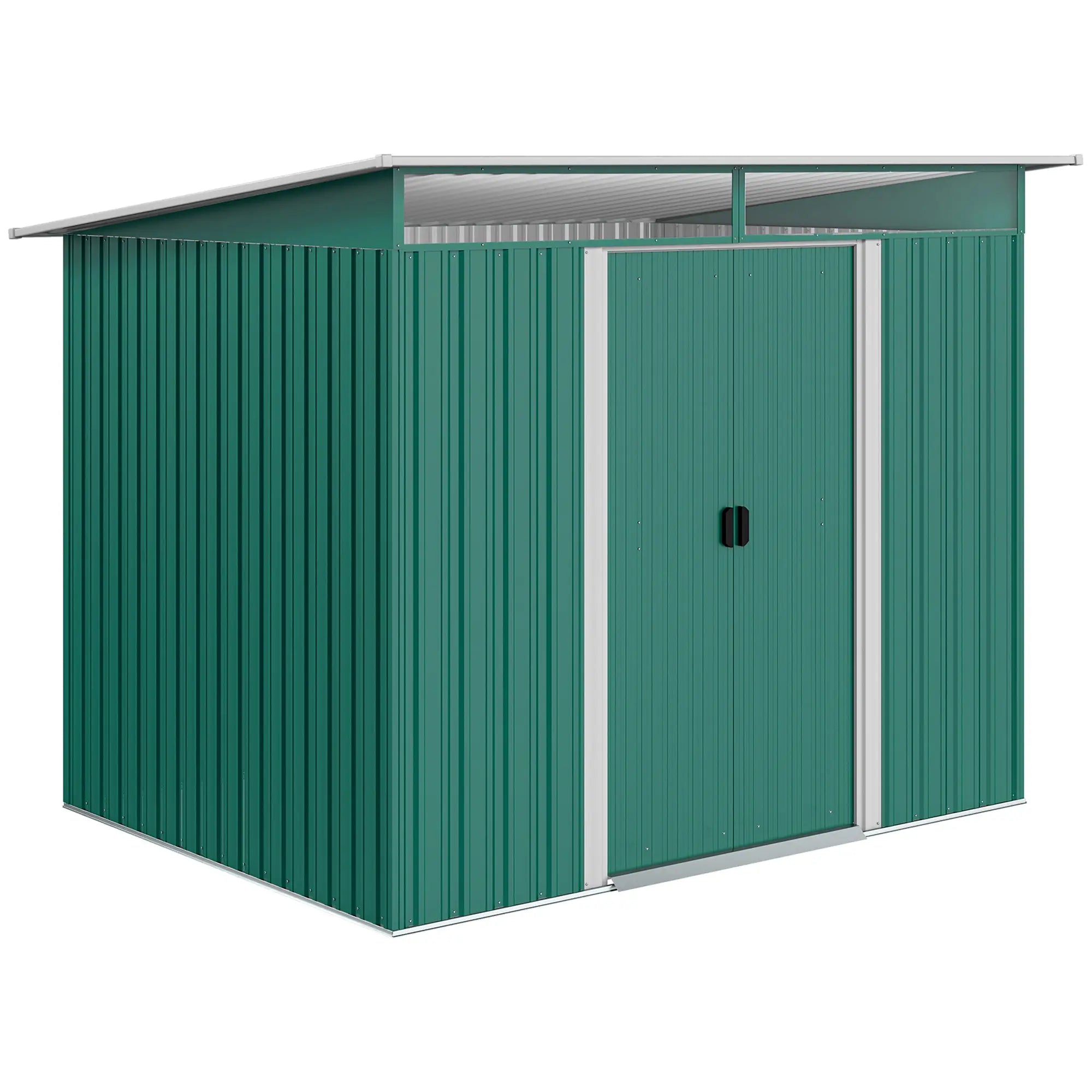 6' x 8.5' Metal Garden Shed, Outdoor Tool Storage, Dark Green Sheds Dark Green at Gallery Canada