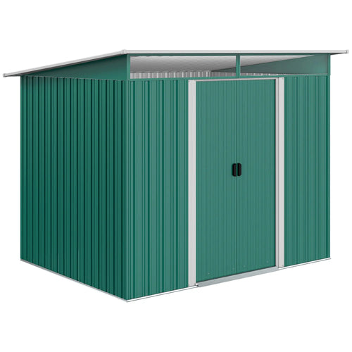 6' x 8.5' Metal Garden Shed, Outdoor Tool Storage, Dark Green
