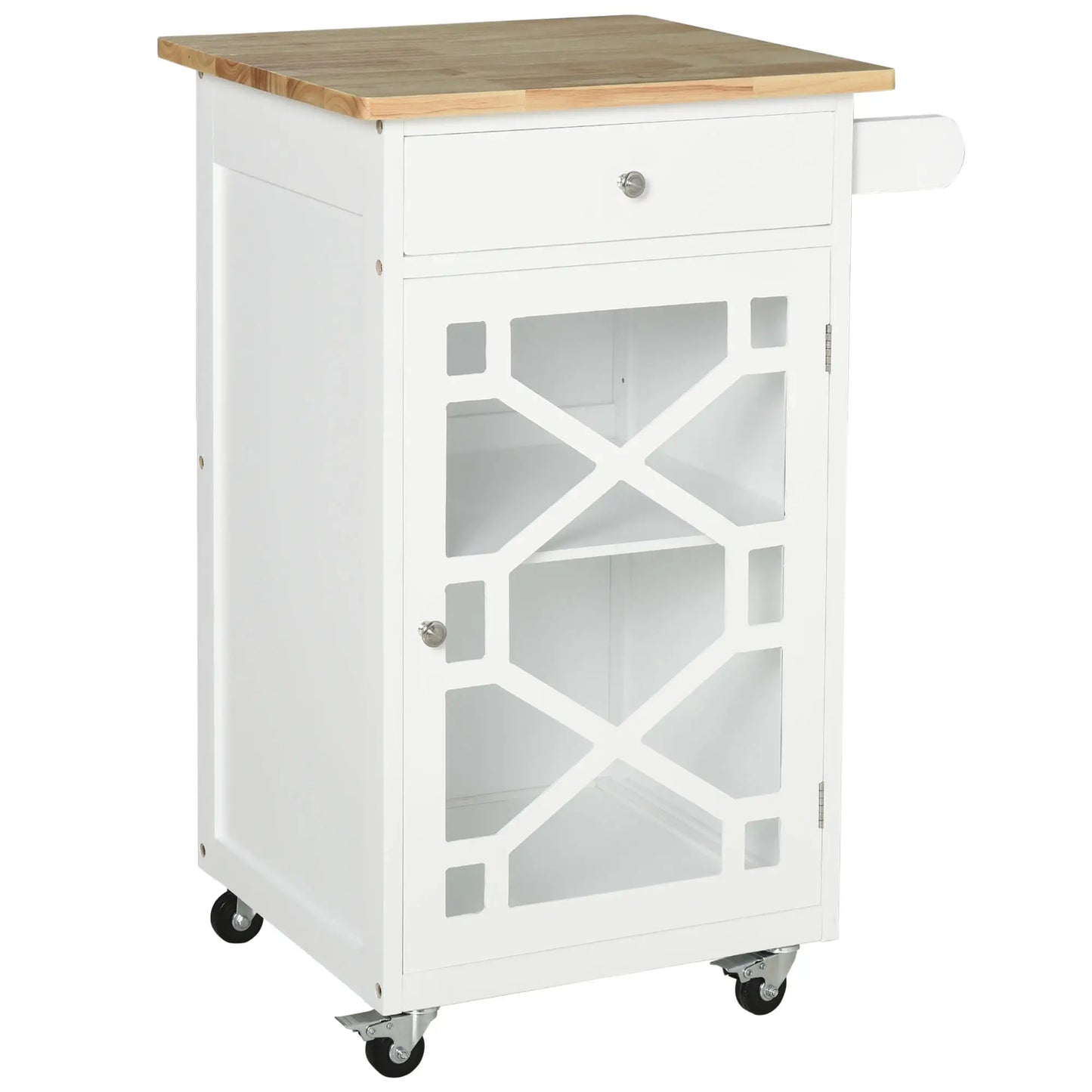 Kitchen Cart on Wheels, Adjustable Shelf, Towel Rack, White Kitchen Islands & Kitchen Carts at Gallery Canada