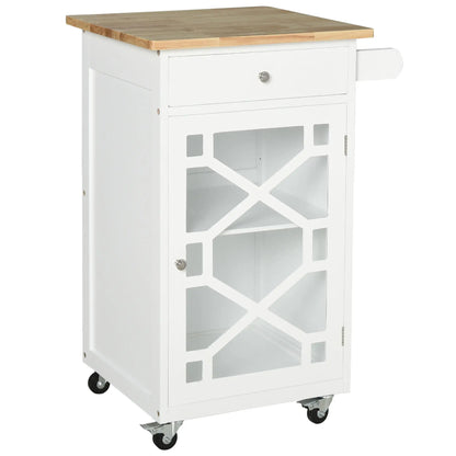 Kitchen Cart on Wheels, Adjustable Shelf, Towel Rack, White Kitchen Islands & Kitchen Carts at Gallery Canada