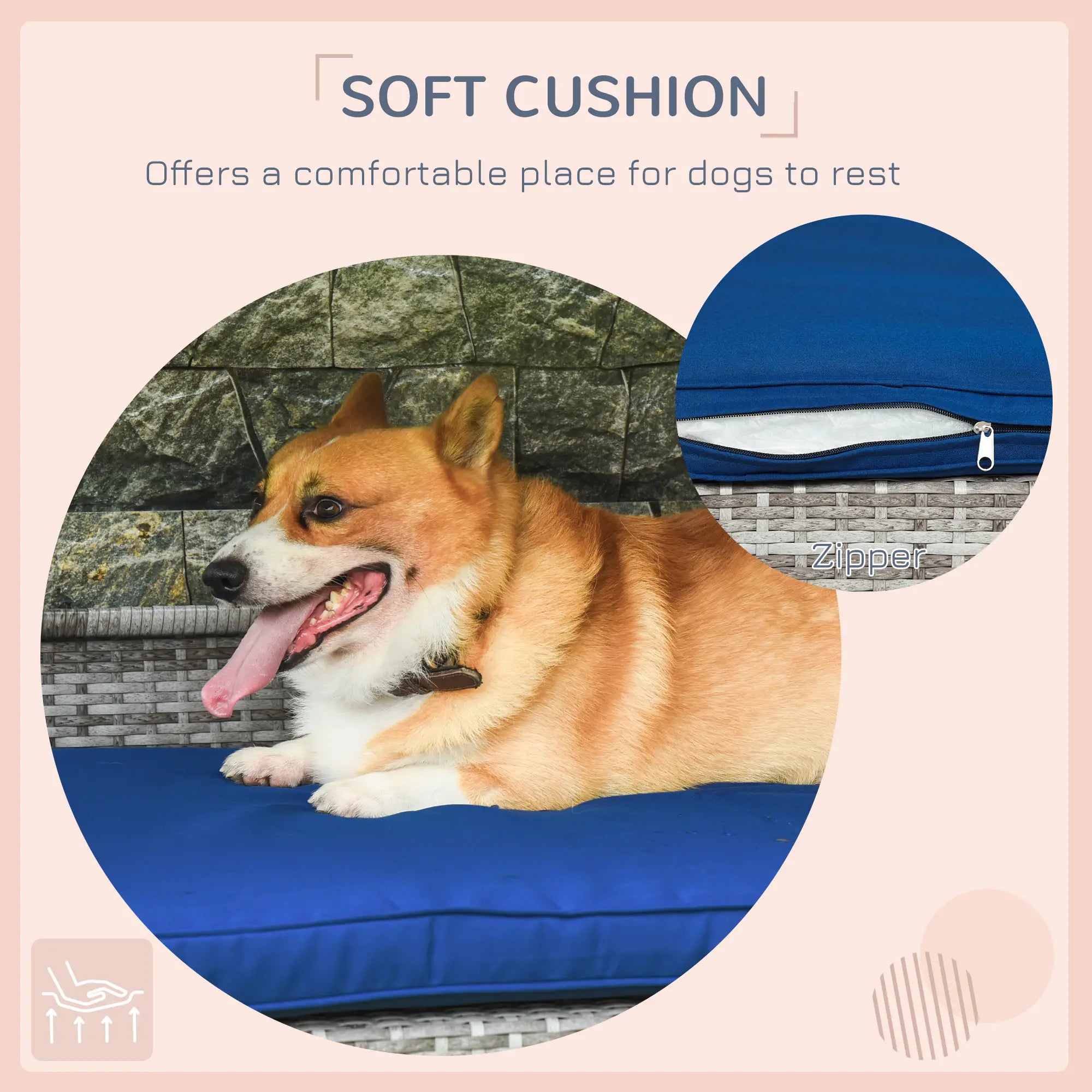 Wicker Pet House Dog Bed for Indoor/Outdoor Rattan Furniture with Cushion Houses, Kennels & Pens at Gallery Canada