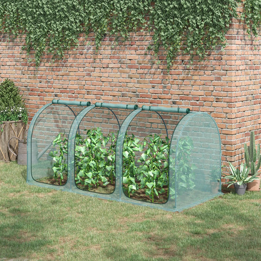 9' x 4' Crop Cage, Garden Plant Protector, 3 Zippered Doors, 4 Stakes Walk In Greenhouses Dark Green at Gallery Canada