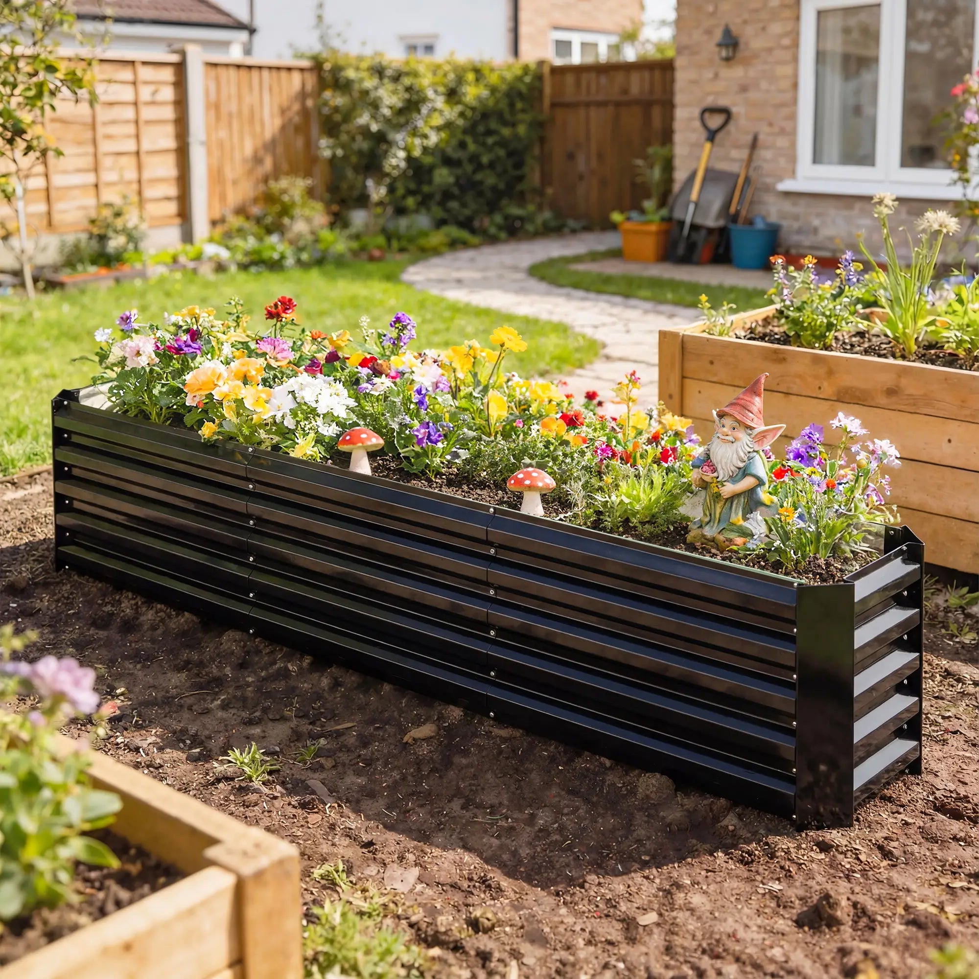 8 x 1.3 x 1.5ft Galvanized Raised Garden Bed, Reinforced Planter Box, Black Galvanized Planter Boxes at Gallery Canada