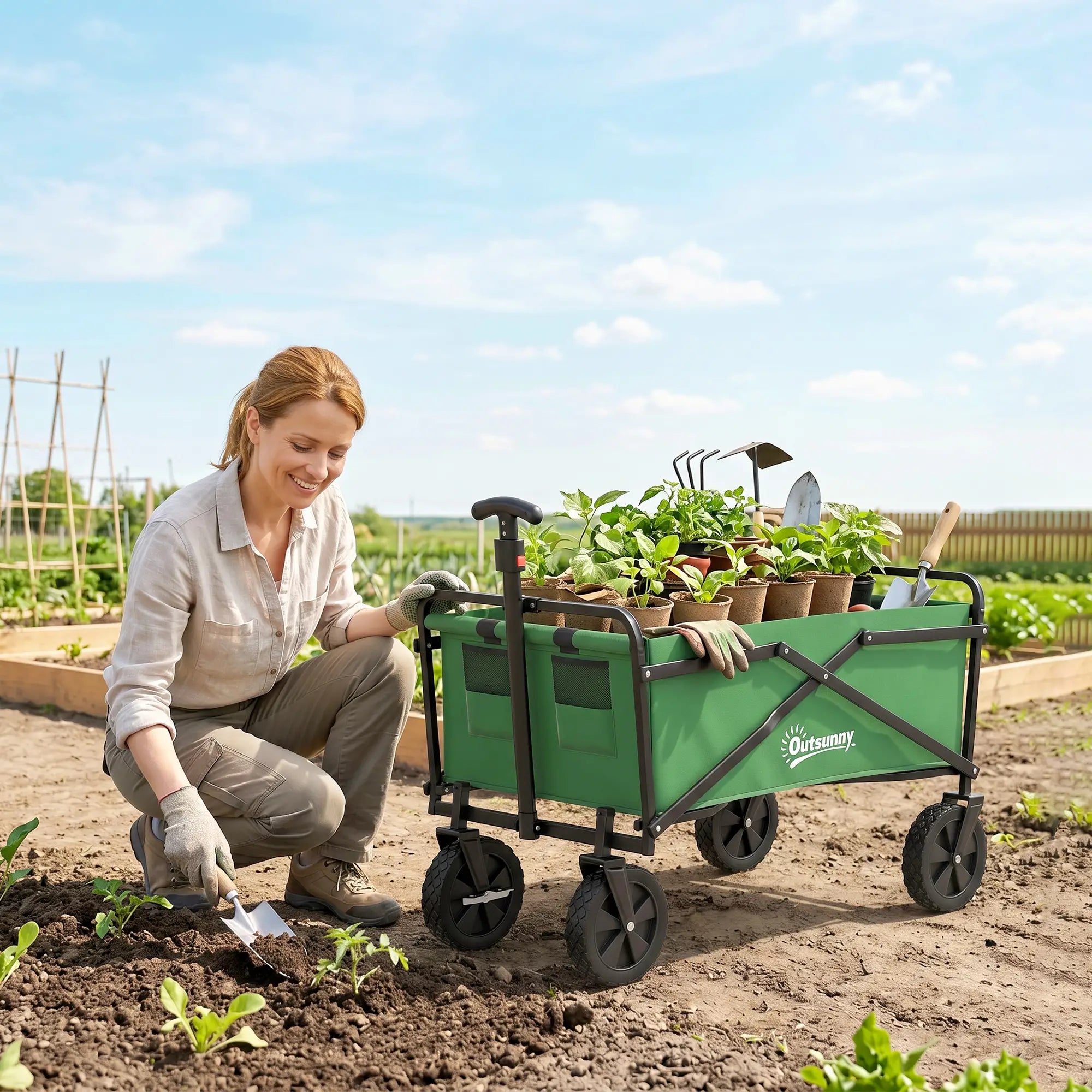 Folding Wagon Cart, Heavy Duty Outdoor Utility Garden Shopping Cart Folding Garden Carts at Gallery Canada