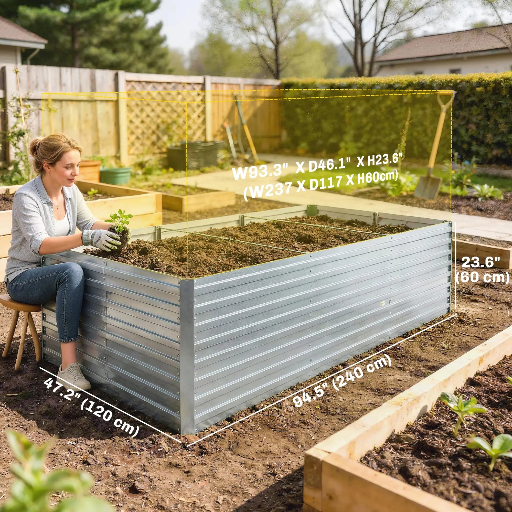 8' x 4' x 2' Raised Garden Bed, Galvanized Planter Box, Silver Galvanized Planter Boxes at Gallery Canada