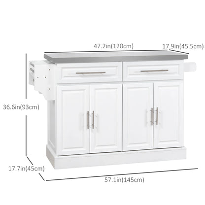 Rolling Kitchen Island with Storage, Stainless Steel Top, Drawers, Cabinets Kitchen Islands & Kitchen Carts at Gallery Canada