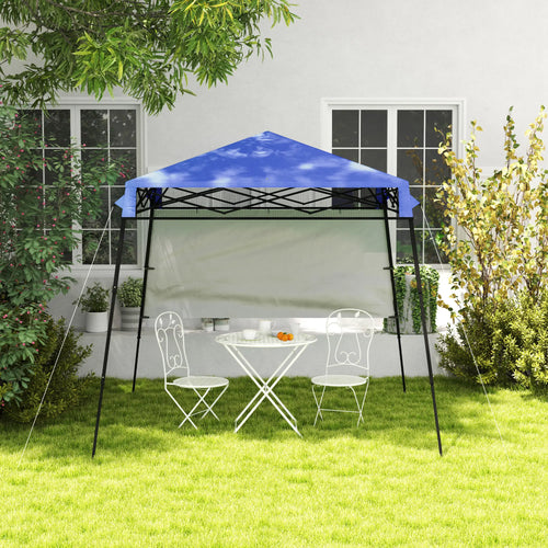 7' x 7' Foldable Pop Up Gazebo Tent, Adjustable Legs, Black, Blue
