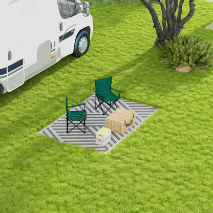 Reversible Outdoor RV Rug, Patio Floor Mat, 6' x 9', Grey and Cream Garden Decor at Gallery Canada