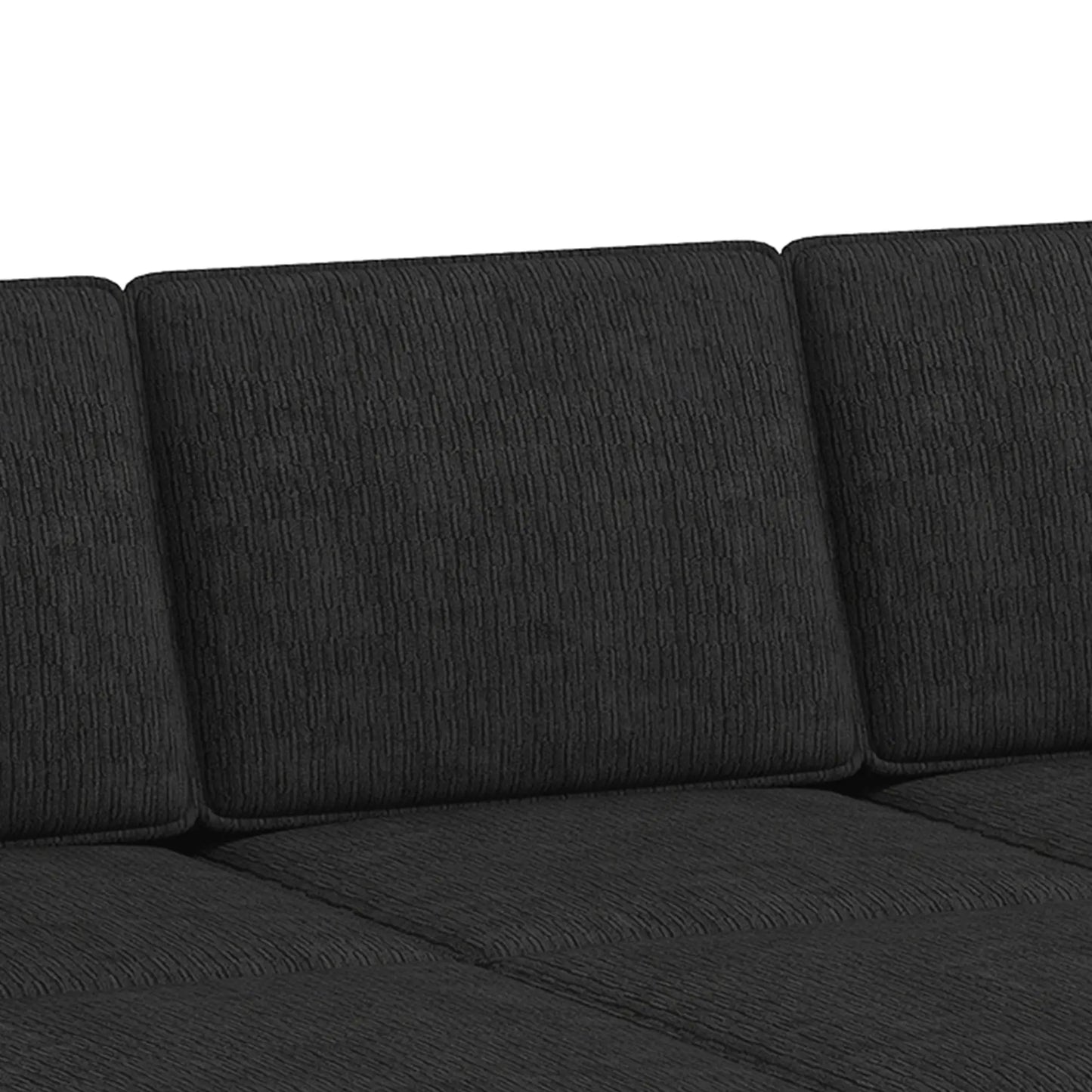 Reversible Sectional Sofa Bed With Storage Ottoman, Black
