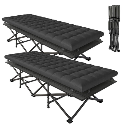 32" Extra Wide Folding Camping Cot Set, Soft Pad, Non-Slip Feet, Carry Bag, Black Camping Cots at Gallery Canada