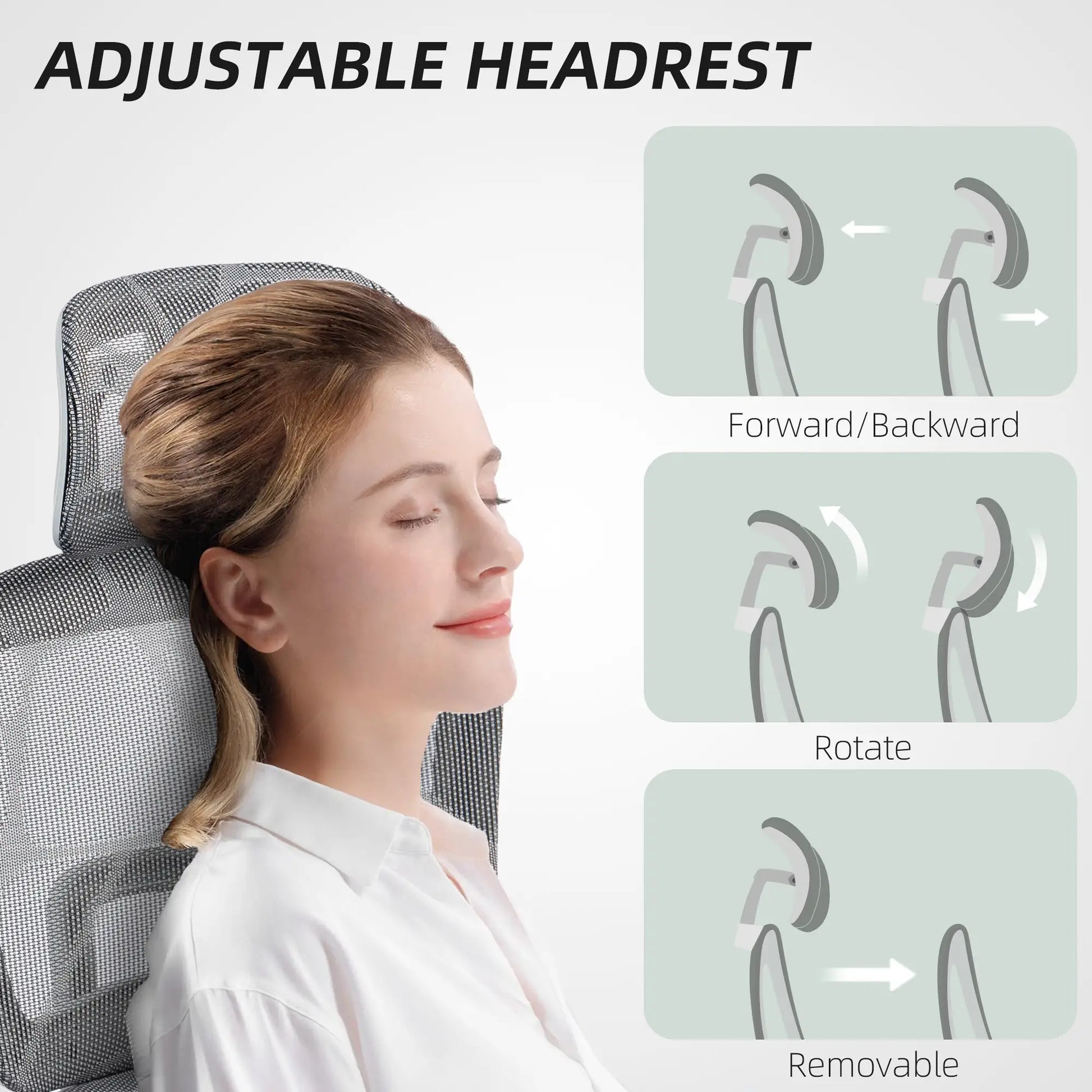 Mesh Office Chair, 3D Armrest, High Back, Lumbar Support, 135° Recline, Adjustable Headrest, Grey Executive & Manager Chairs at Gallery Canada