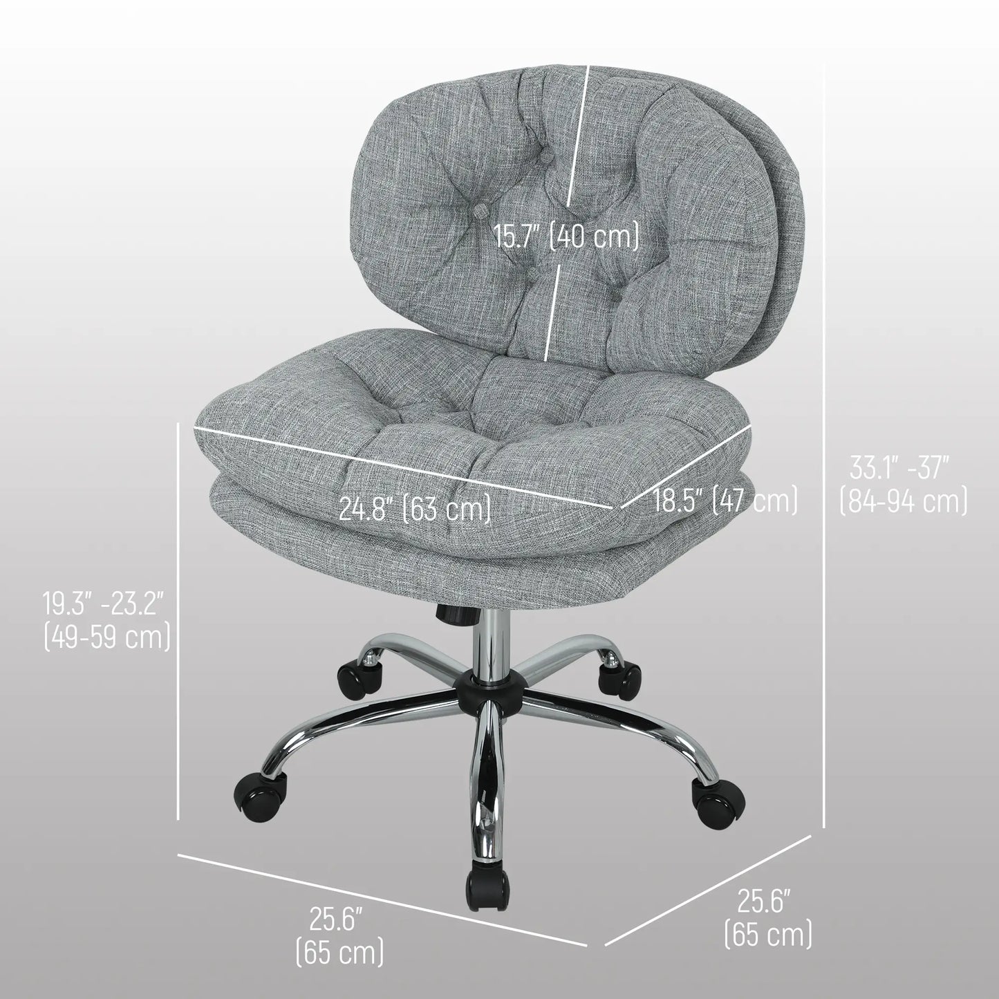 Armless Office Chair, Wide Padded Seat, Adjustable Height, Tilt Function, Grey Task Chairs at Gallery Canada
