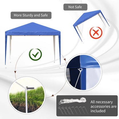 10 x 10ft Folding Pop Up Tent, Outdoor Gazebo Canopy, Blue Pop Up Canopies at Gallery Canada