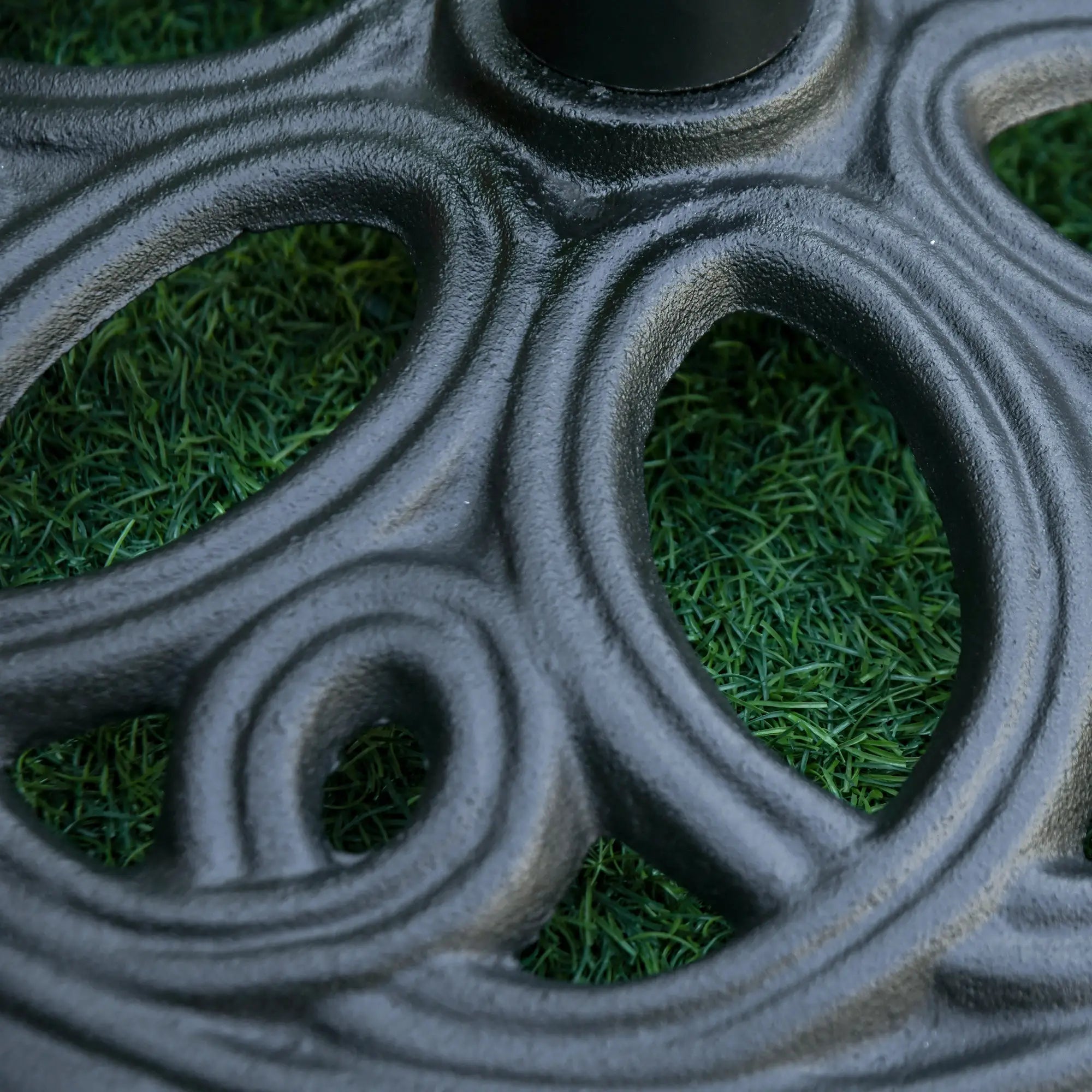 Round Cast Iron Umbrella Base Stand, Outdoor Patio Garden, Fits 1.5