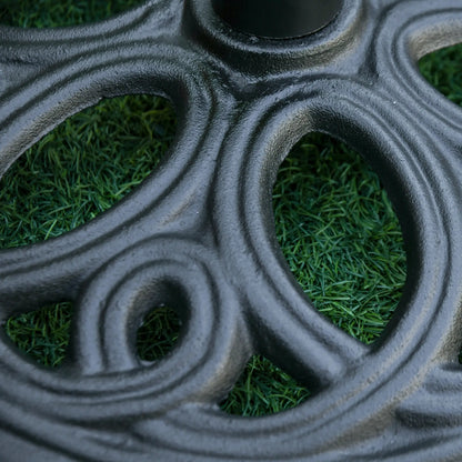 Round Cast Iron Umbrella Base Stand, Outdoor Patio Garden, Fits 1.5" Pole, Black Umbrella Bases at Gallery Canada