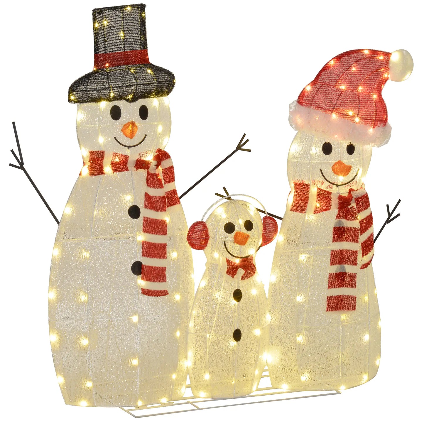 3-Piece Lighted Snowman Set, Indoor Outdoor Christmas Decor, White Christmas Decorations White at Gallery Canada