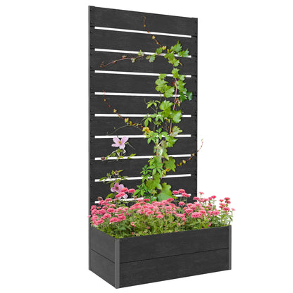 Raised Garden Bed With Trellis, Elevated Planter Box, 28" x 15" x 59", Black