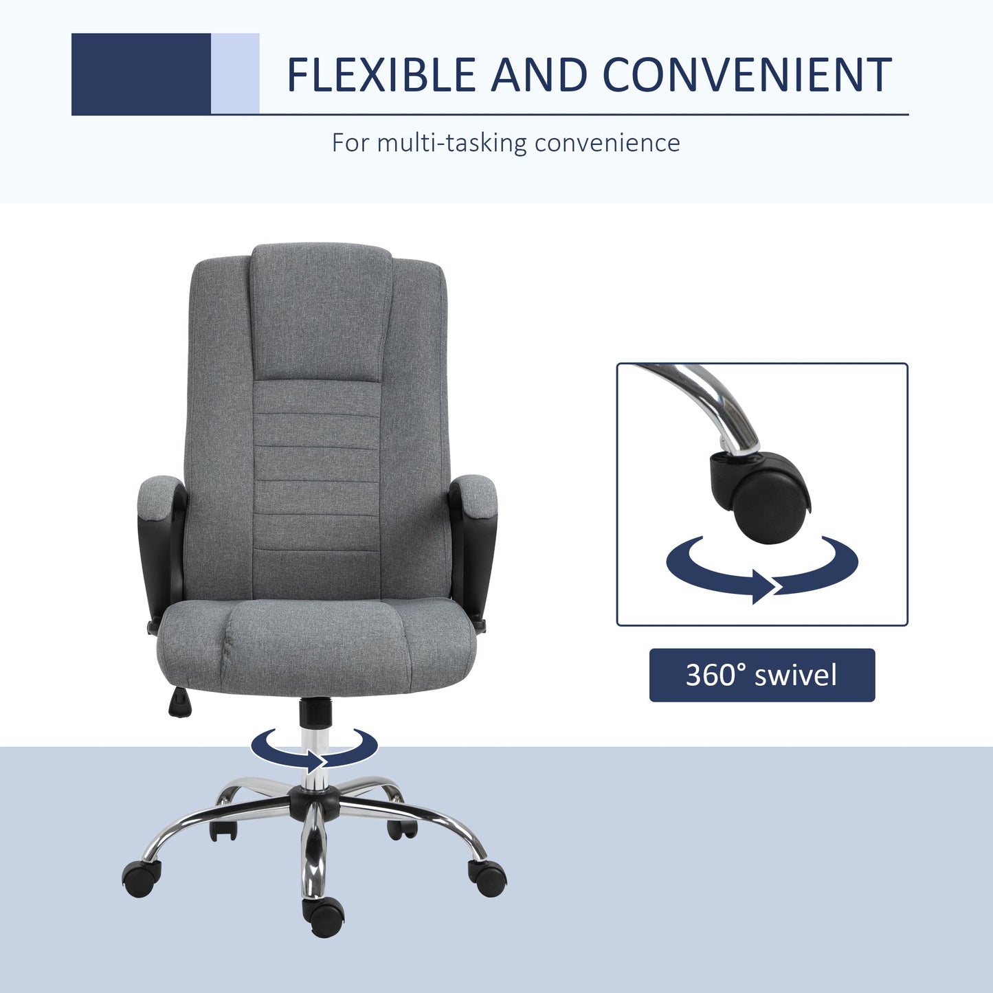 High Back Office Chair, Height Adjustable Computer Desk Chair with Swivel Wheels and Tilt Function, Dark Grey - Gallery Canada