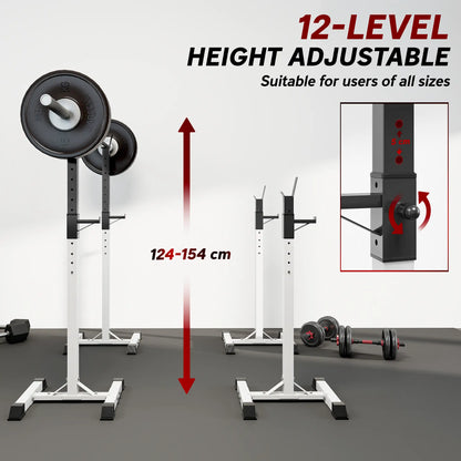 Adjustable Barbell Rack, Squat Stand, 2 Bars Holder, Black, White Power Towers at Gallery Canada