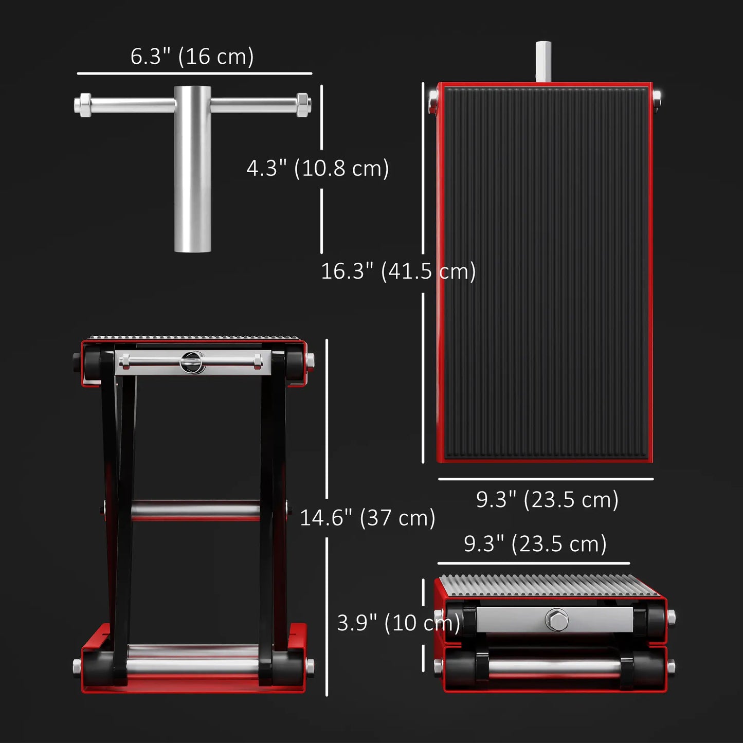 1100lbs Motorcycle Jack, Adjustable Scissor Lift, Anti-Slip Deck, Red Bike Trainer Stands at Gallery Canada