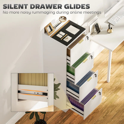 Lockable Filing Cabinet, 4 Drawers, Adjustable Hanging Rails, White Office Cabinets & Cupboards at Gallery Canada