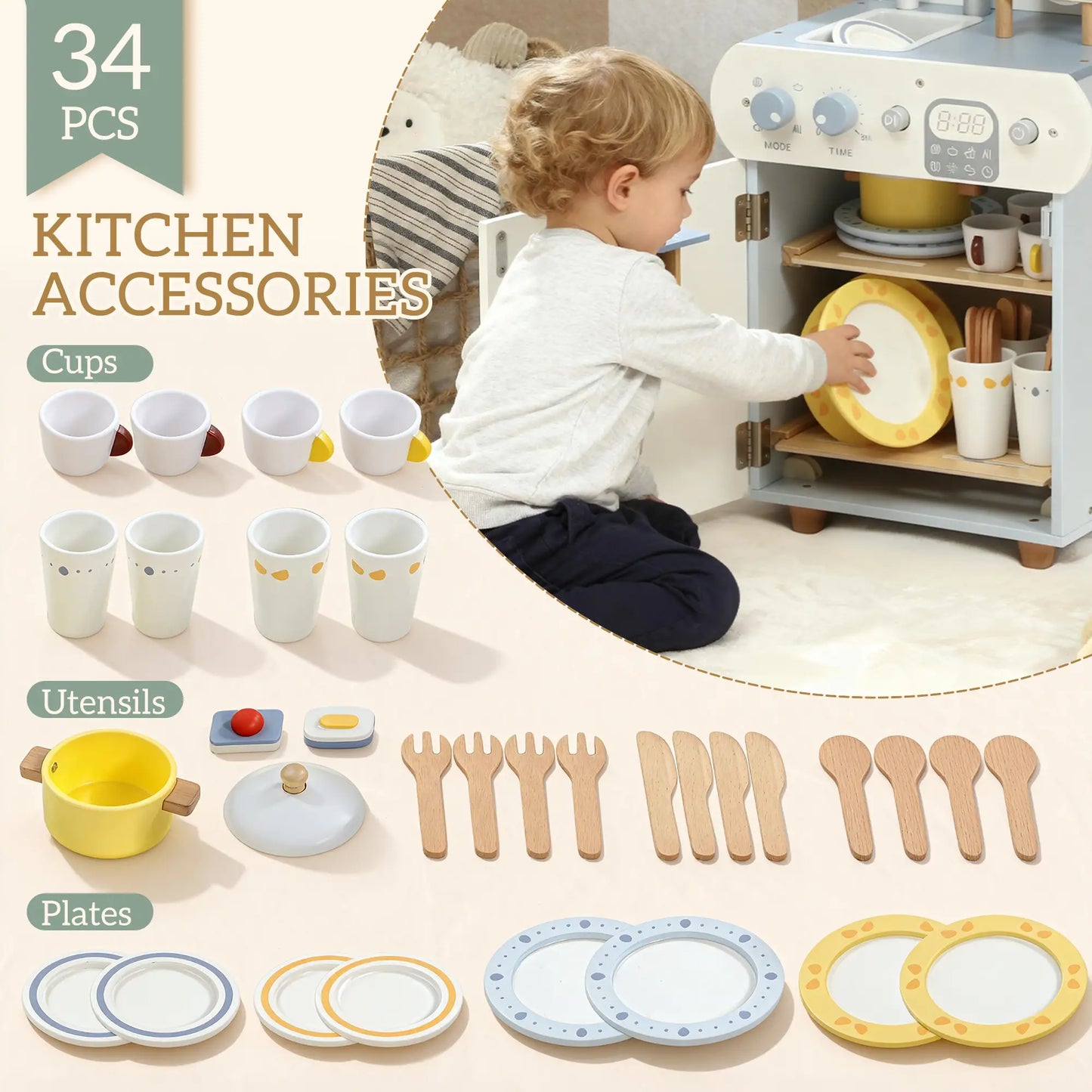 Wooden Dishwasher Playset, Play Sink Toys, Faucet and Accessories Play Kitchen at Gallery Canada