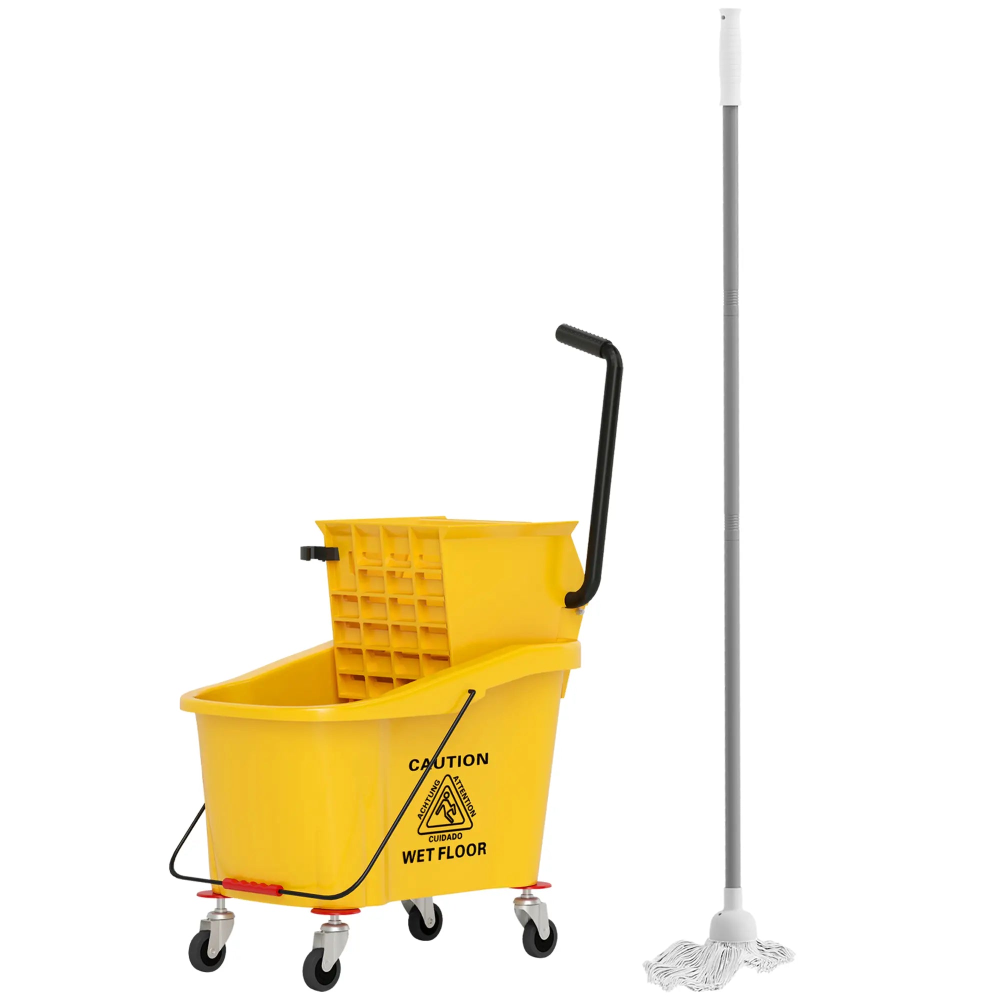 Mop Bucket with Wringer on Wheels, 38 Quart, Yellow Household Supplies Yellow at Gallery Canada