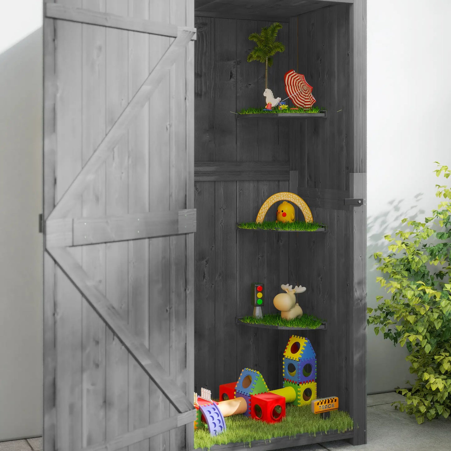 30" x 21" x 71" Garden Storage Shed, Water-Resistant, Grey Sheds at Gallery Canada