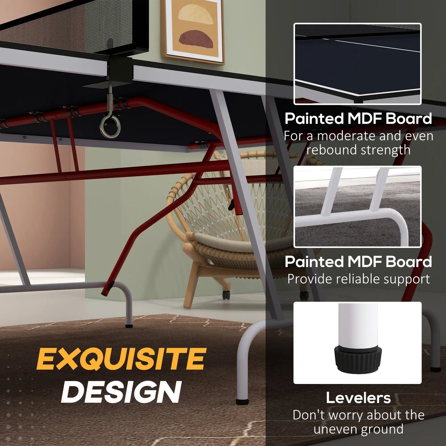 9' x 5' Full Size Table Tennis Table, Folding, Dark Grey Game Tables at Gallery Canada