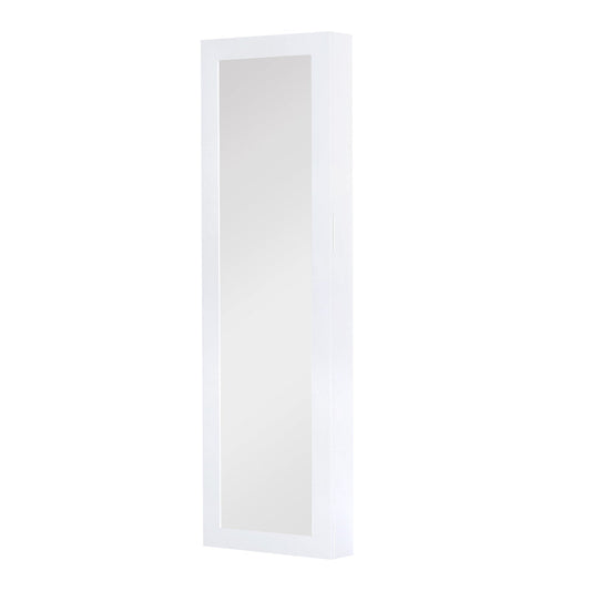 Jewelry Cabinet with Full Length Mirror, Wall Mounted Jewelry Armoire Storage Organizer, White at Gallery Canada