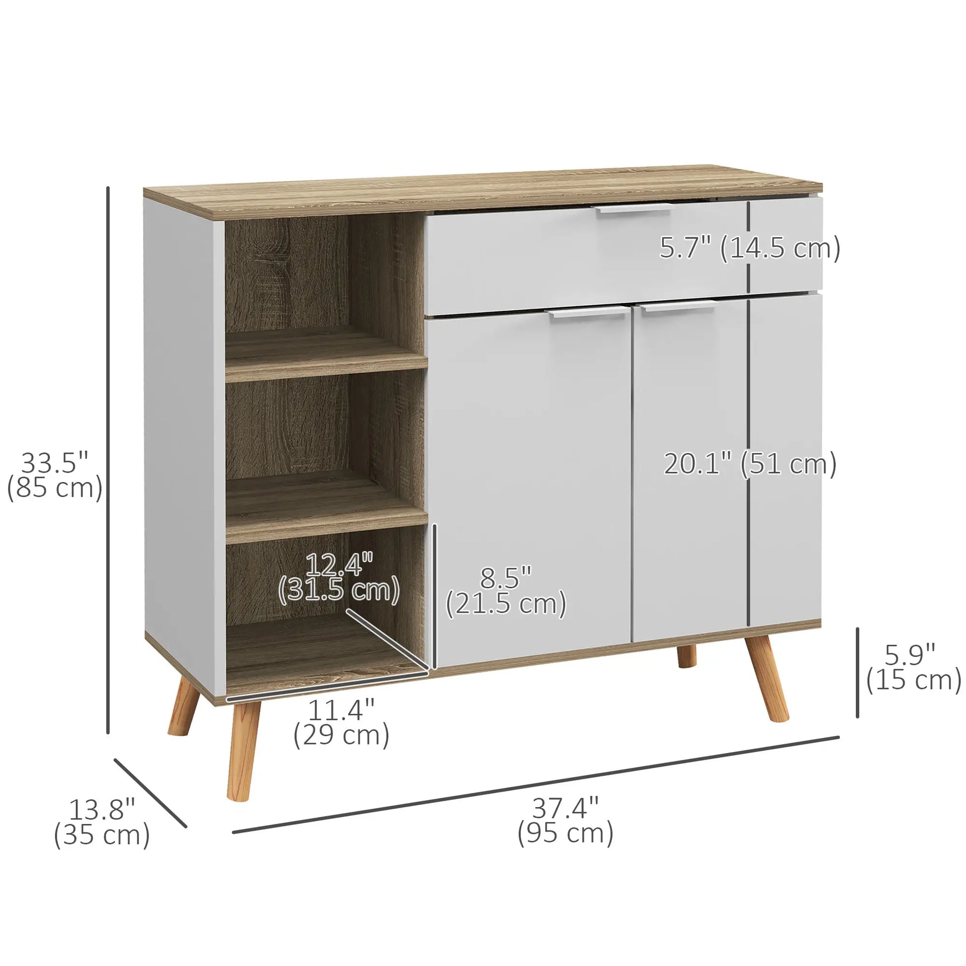 Modern Sideboard Cabinet, 2 Doors, Drawer, Adjustable Shelves Kitchen Pantry Cabinets at Gallery Canada