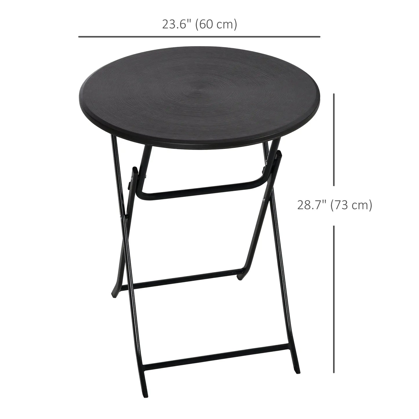 Folding Outdoor Coffee Table, 23.6" Round, Wood-Effect HDPE Top, Dark Grey Patio Side Tables at Gallery Canada