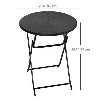 Folding Outdoor Coffee Table, 23.6" Round, Wood-Effect HDPE Top, Dark Grey Patio Side Tables at Gallery Canada