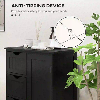 Bathroom Storage Cabinet, Adjustable Shelf, 4 Drawers, Black Bathroom Cabinets at Gallery Canada