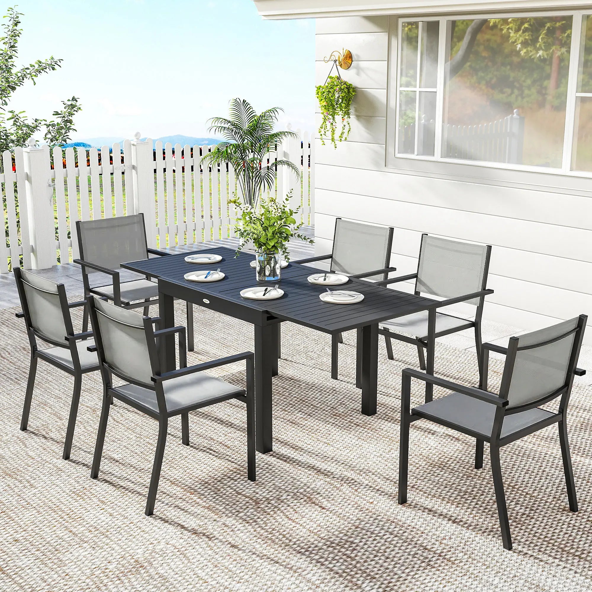 7-Piece Outdoor Dining Set, Aluminum Patio Table And Chairs For 6 Outdoor Dining Sets at Gallery Canada