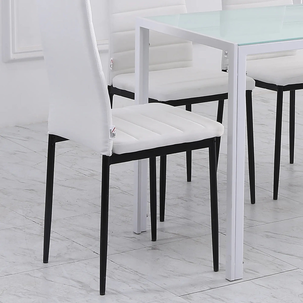 Modern Upholstered Dining Chairs, Set of 4, Linen Fabric, Metal Legs, White Dining Chairs at Gallery Canada