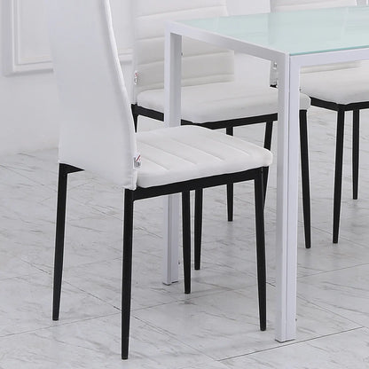 Modern Upholstered Dining Chairs, Set of 4, Linen Fabric, Metal Legs, White Dining Chairs at Gallery Canada